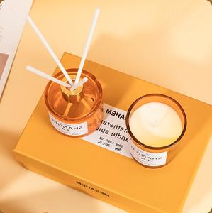 Pot en verre de luxe aromathérapie personnalisé marque privée pour anniversaire de mariage <span class=keywords><strong>bougie</strong></span> parfumée et ensemble diffuseur coffret cadeau - Product Image 3