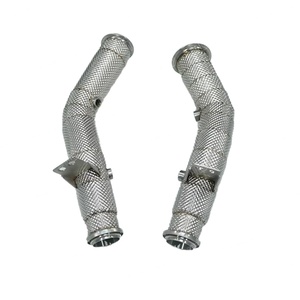 Collecteur d'échappement droit haute performance en acier inoxydable poli miroir avec bouclier thermique pour C43 C450 AMG W205 conduite à gauche - Product Image 1