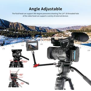 71インチヘビーデューティープロフェッショナルカメラ三脚ビデオ三脚、360度流体ヘッドDV三脚、ミドルスプレッダー付き - Product Image 3