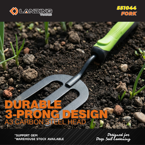 Fourche de jardinage 551044, outils agricoles, 3 dents, tête en acier au carbone, revêtement en poudre, manche en PP TPR antidérapant, noir et vert, OEM Chine - Product Image 4