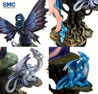 Statue d'ornement décorative pour la maison, fée et dragon sculptés en résine SMC