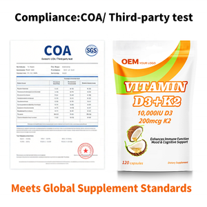 Cápsulas de Gel Suave Veganas de Vitamina D3 K2, OEM, Marca Privada, Listas para FBA, Suministro a Granel Estable, Prueba COA para Vendedores de Plataformas de Comercio Electrónico - Product Image 5