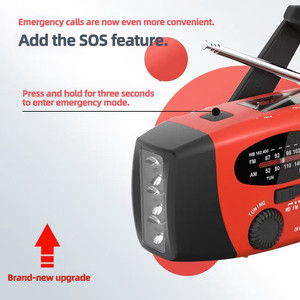 <span class=keywords><strong>Radio</strong></span> de Supervivencia Recargable, <span class=keywords><strong>Radio</strong></span> de Emergencia AM/FM con Manivela, Linterna con <span class=keywords><strong>Tres</strong></span> Niveles de Brillo - Product Image 3