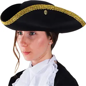 थोक हेलोवीन पार्टी Cosplay समुद्री डाकू टोपी औपनिवेशिक शैली टोपी क्रांतिकारी युद्ध डीलक्स औपनिवेशिक Tricorn टोपी