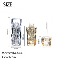 Tube de brillant à lèvres transparent ondulé avec logo personnalisé rose vide emballage cosmétique en plastique Tubes de brillant à lèvres transparent conteneur
