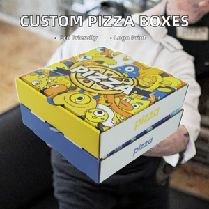 Custom Square Disposable Corrugated Board <b>Biodegradable</b> Recyclable Pizza Boxes Durable Takeaway <b>Packaging</b> Embossing Vanishing - Product Image 2