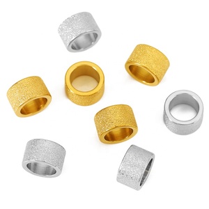 Frosted Large Hole Barrel Beads 5x6 6x10mm | 18K PVD Gold Plated Stainless Steel <b>Spacer</b> for DIY Bracelet Necklace Jewelry - Product Image 4
