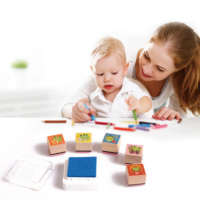 Manche en bois personnalisé Offre Spéciale bureau gaufrage Logo bois tampon en caoutchouc nom enfants jeu de timbres en bois/