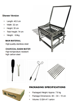 Barbecue au charbon de bois en acier inoxydable avec rôtissoire rotative réglable sans fumée pour restaurant, hôtel, traiteur, fête en plein air, buffet