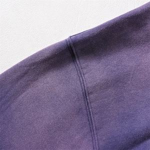 Sudadera con Capucha Topshow Estilo Urbano, Algodón French Terry, Lavado Ácido, Logotipo Personalizado Vintage, Talla Grande, Desgastada por el Sol, Azul - Product Image 4