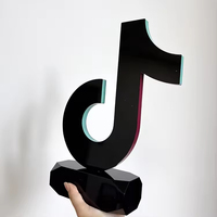 Trophée personnalisé en verre cristal noir avec note de musique arc-en-ciel TikTok pour les fans, récompenses commémoratives