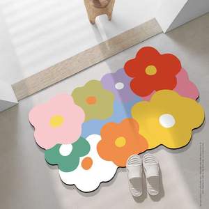 พรมปูพื้นยางกันลื่นในห้องน้ำแผ่นปูห้องน้ำกันลื่นสไตล์หรูหราแผ่นปูห้องอาบน้ำดีไซน์ลายดอกไม้สดใหม่ - Product Image 2