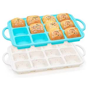 MUYULINS Factory 12-cup LFGB non-stick BPA Free metal reinforced frame square <b>silicone</b> cake pan American muffin tray <b>baking</b> - Product Image 1
