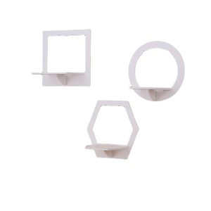 <b>Wall</b> <b>Mounted</b> <b>Shelves</b> Set Of Three Shapes Round Square Hexagon White PVC For Living Room Bedroom Kitchen Storage Display - Product Image 5