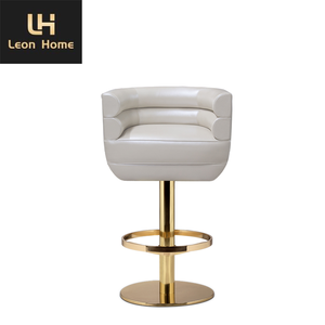 تصميم فاخر حسب الطلب من المصنع قماش مخملي مريح أبيض دائري بتصميم بارستول - Product Image 3