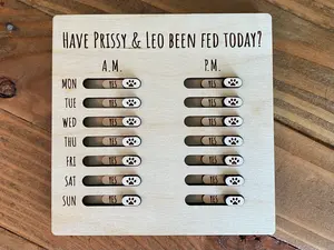 Tablero de Madera Personalizado JUNJI con Palancas para Recordatorio <span class=keywords><strong>Semanal</strong></span> de Alimentación y Medicamentos para Gatos, Nuevo Regalo para Dueños de Mascotas, Letrero de Pared - Product Image 3