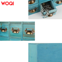 WOQI Mini organisateur de bureau en bois rustique personnalisé avec de nombreux tiroirs Coffre en bois Armoire de rangement Boîte à bibelots avec de nombreux tiroirs