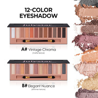 Palette de fards à paupières smoky 12 couleurs 15,6g, sans cruauté animale, finition mate, longue tenue, waterproof, nacré, pour usage quotidien