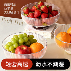 Transparent Striped <b>Plastic</b> Fruit Platter With Lid Dishwasher Safe For Home Kitchen Living Room Use - Product Image 5