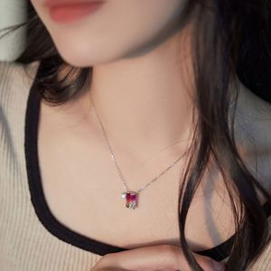 Dylam New Arrival <b>Initial</b> Letter <b>Necklace</b> S925 <b>Silver</b> 5A Zirconia N Alphabet 26 Letters Gradient Color Crystal Pendant <b>Necklace</b> - Product Image 5