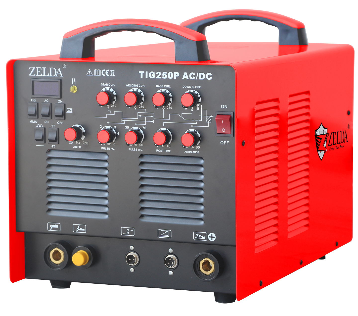 เครื่องเชื่อม Zelda 250amp TIG MMA AC DC ชีพจรเชื่อม DC มอเตอร์ให้อินเวอร์เตอร์สำหรับเชื่อม5 in 1 24