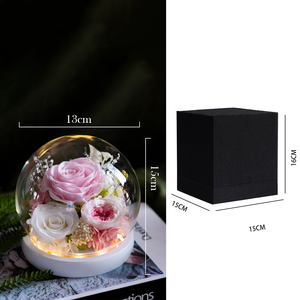 Eternal Rose Morthers Day Inmortal Blue Hydrangea Peony Everlasting Preserved Flower Clavel Forever Roses en Glass Dome Led - Product Image 3