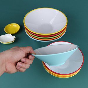 Grade A8 Mélamine Double Couleur Bambou Chapeau Bol Nouilles Boutique Spécial <span class=keywords><strong>Lamian</strong></span> Nouilles Bol Vaisselle Commerciale - Product Image 4