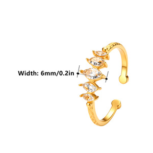 스테인리스 스틸 큐빅 지르코니아 오픈 링 18K PVD 도금 녹 방지 지르콘 여성용 반지 - Product Image 6