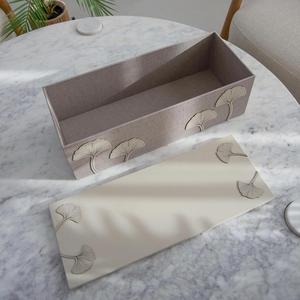 Sang trọng rỗng 3 khe cắm Ginkgo lá lưu trữ hộp Linen ngày baklava bao bì hộp Hộp Quà Tặng thiết lập cho ngày mứt lọ sô cô la - Product Image 2