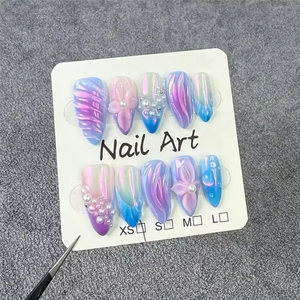 Ensemble d'accessoires de beauté faits à la main de 10 pièces en ABS souple de haute qualité, faux <span class=keywords><strong>ongles</strong></span> sculptés en amande modèle français, faux <span class=keywords><strong>ongles</strong></span> faits à la main - Product Image 3