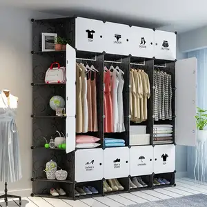 12 vestuário plástico do estilo dos cubos com roupa Hangingdustproof e vestuário com porta branca