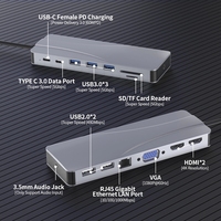 14 En 1 Dual para HDMI VGA RJ45 LAN 4K USB 3,0 5Gbps Estación de acoplamiento USB C Hub Adaptador multipuerto para productos de base Macbook Pro