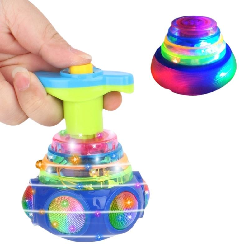 Plastic Musical Light up Spinning Seven Color Gyroscope Cartoon Toy for ...