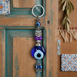 LLavero de cuentas con forma de búho colorido, hecho a mano, de cristal, ojo malvado, Hecho en Turquía - Product Image 3