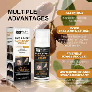 Crema correctora de cabello y cuero cabelludo de marca privada 50ml con Textura líquida para cobertura total a negro Adecuado para hombres y mujeres - Product Image 6