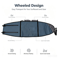 Sac de rangement pour planche de surf d'extérieur à roulettes, type cercueil, vente en gros, fabrication par un fabricant expérimenté depuis 17 ans, MOQ 200 pièces