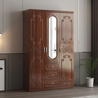 Armoire de chambre à coucher en MDF à 3 portes avec tiroirs, finition papier, miroir inclus, prix de gros pour la maison