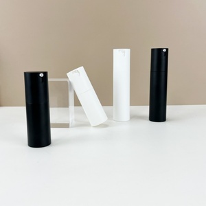 Luxury 30ml 50ml Face Cream Serum Lotion Packaging Plastic Cosmetic Matte Black Twist up Airless <b>Pump</b> <b>Bottle</b> with Custom Logo - Product Image 4
