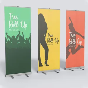 Free Standing 80x200cm Standard Roll Up Stand Show Display Standard Aluminum Retractable Custom Banner