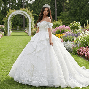Wx98 Beautiful Off Shoulder Lace Fabric Ball <b>Gown</b> Women'S Wedding Dresses Jancember - Product Image 1
