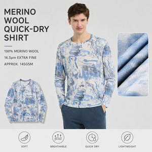 <b>Wool</b> Quick Dry Men's Long Sleeve T-Shirt Tie <b>Dye</b> Outdoor Hiking Trekking Sports Top Custom Logo Premium Breathable Lightweight T - Product Image 1
