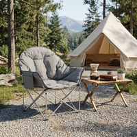 Chaise de camping pliante Moon Chair, rembourrée et matelassée, avec structure en acier, capacité 150 kg, poche latérale, légère et portable pour le parc