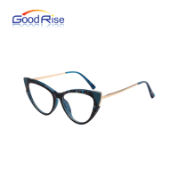 Lunettes de lecture pour femme en forme d'oeil de chat vintage lunettes PC plein cadre en métal temple protection UV filtre bloquant la lumière bleue