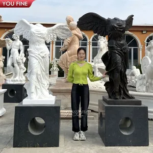 Statue d'ange en marbre taille réelle, Sculpture de déesse ailée victoire, jardin extérieur