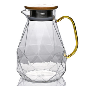 <span class=keywords><strong>Carafe</strong></span> en verre sans plomb ni chrome à motif losanges, avec poignée, grande capacité, style moderne, idéale pour les fêtes - Product Image 1