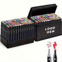 Bo Yi Xuan Set de stylos marqueurs d'art pour étudiants Pointe fine Dessin de couleur à base d'alcool avec pointe de pinceau Matériau en plastique PP