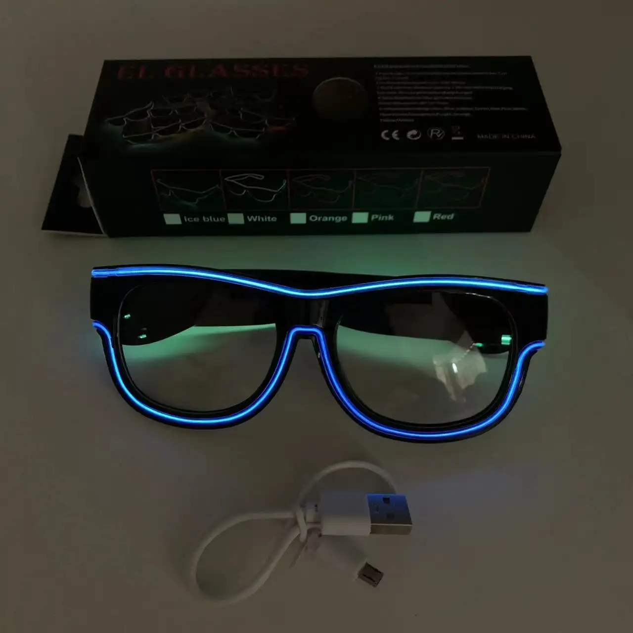 Бестселлер, яркие очки с USB-проводом, светодиодные очки со светодиодной подсветкой, светящиеся перезаряжаемые светодиодные очки