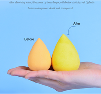 Cosmétiques en gros, éponges à maquillage en microfibre en forme d'œuf de bonbon avec logo, sans latex, biodégradables, ensemble de pots d'éponges à maquillage