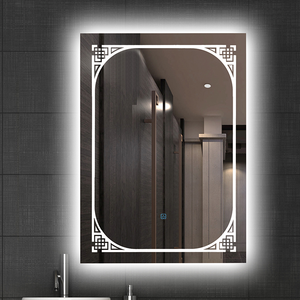 <span class=keywords><strong>Miroir</strong></span> <span class=keywords><strong>de</strong></span> <span class=keywords><strong>salle</strong></span> <span class=keywords><strong>de</strong></span> <span class=keywords><strong>bain</strong></span> LED intelligent mural moderne personnalisé en gros sablé avec cadre <span class=keywords><strong>doré</strong></span> à trois normes - Product Image 2