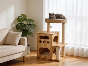 Poste Rascador de Sisal de Madera Maciza de Lujo al por Mayor, OEM ODM, con Logotipo Personalizado, Cesta Tejida a Mano, Fácil de Limpiar, Impermeable, Grande - Product Image 1